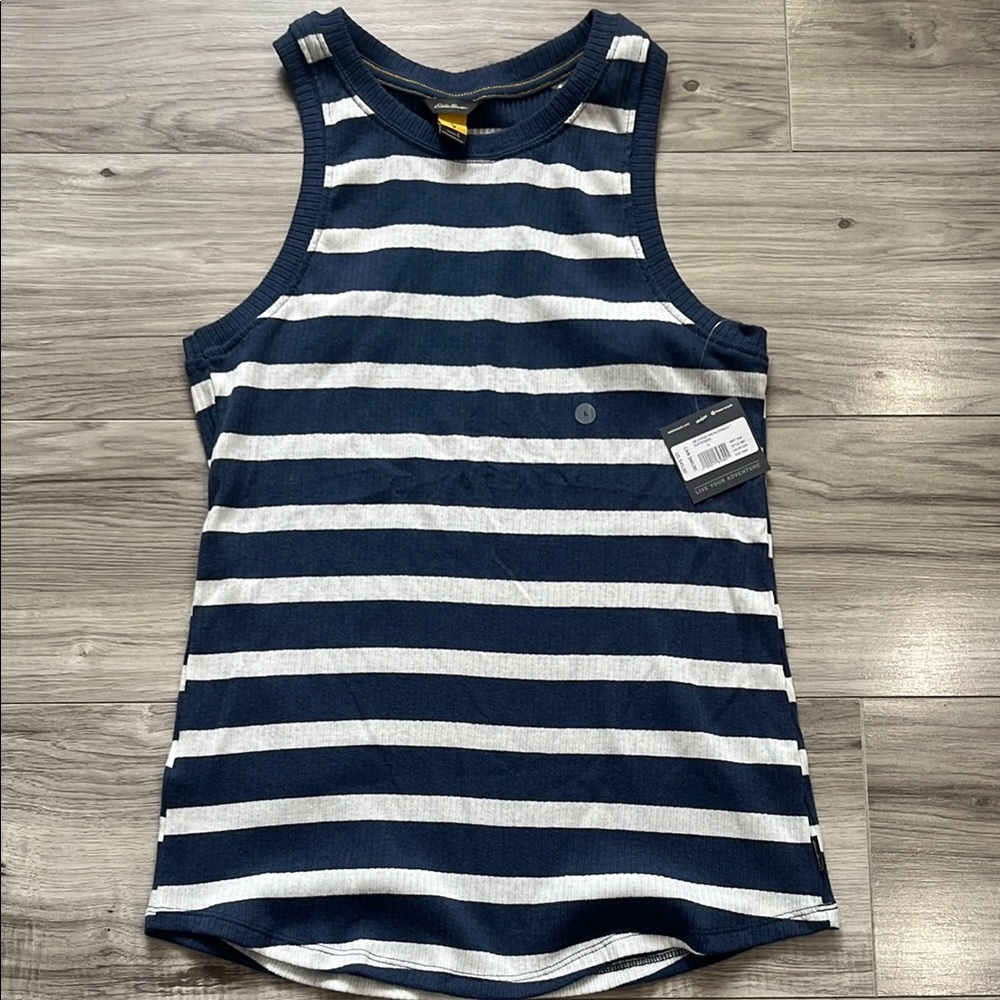 Eddie Bauer Blue and White Striped Tank Top